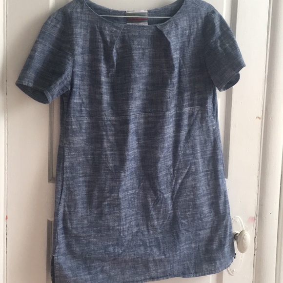 Light Blue Tunic with Pockets! Mini Shift Dress - Picture 3 of 8